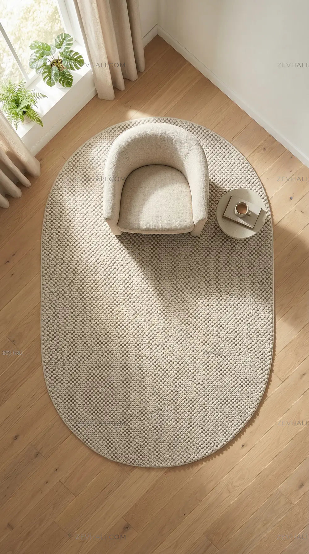 Zev Halı Kuak Taş Yıkanabilir Kaymaz Peluş Halı KU03 Özel Ölçü | Banyo Halısı | Zev Halı