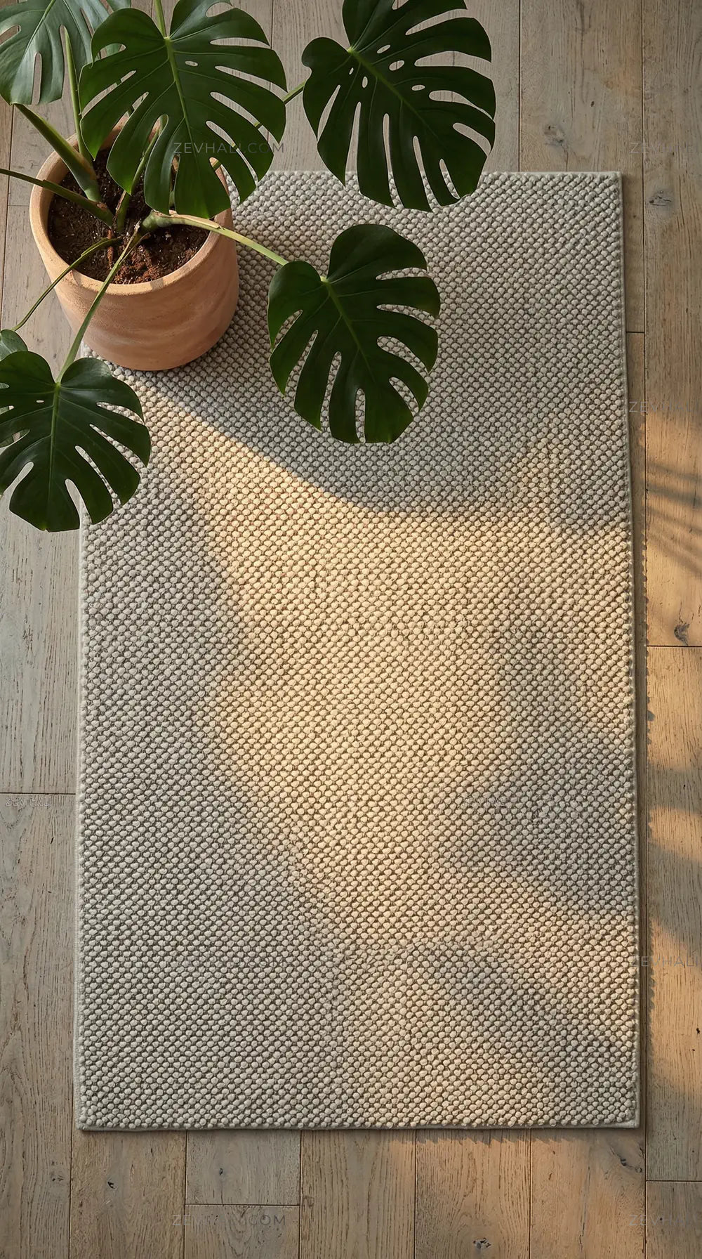 Zev Halı Kuak Taş Yıkanabilir Kaymaz Peluş Halı KU03 Özel Ölçü | Banyo Halısı | Zev Halı