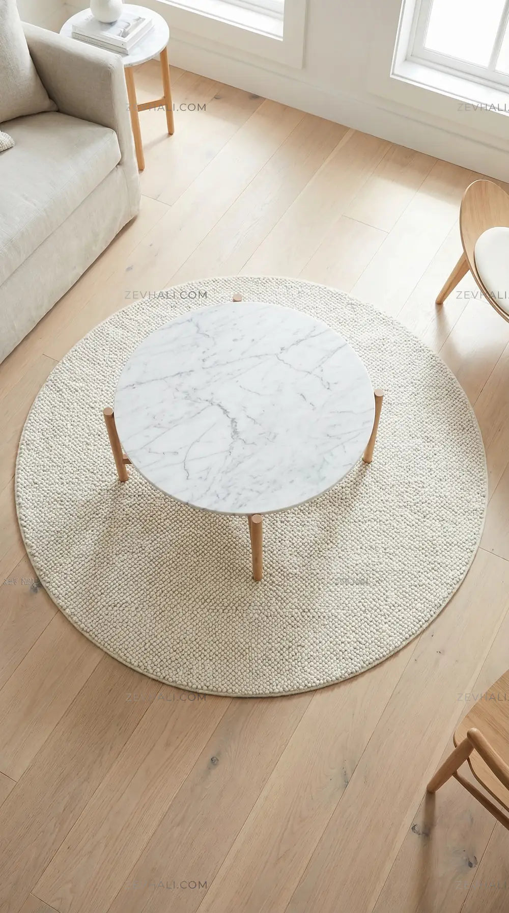 Zev Halı Kuak Ekru Yıkanabilir Kaymaz Peluş Banyo Yolluk Halı KU04 Özel Ölçü | Banyo Halısı | Zev Halı