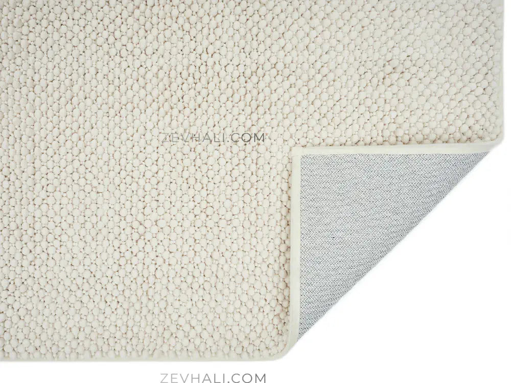Zev Halı Kuak Ekru Yıkanabilir Kaymaz Peluş Banyo Yolluk Halı KU04 Özel Ölçü | Banyo Halısı | Zev Halı
