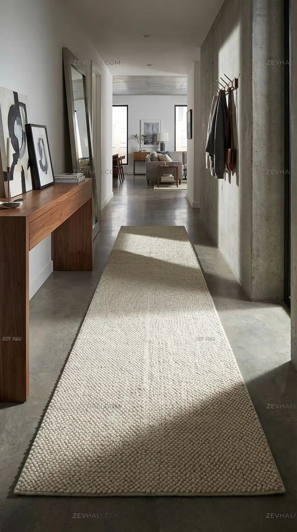 Zev Halı Kuak Ekru Yıkanabilir Kaymaz Peluş Banyo Yolluk Halı KU04 Özel Ölçü | Banyo Halısı | Zev Halı