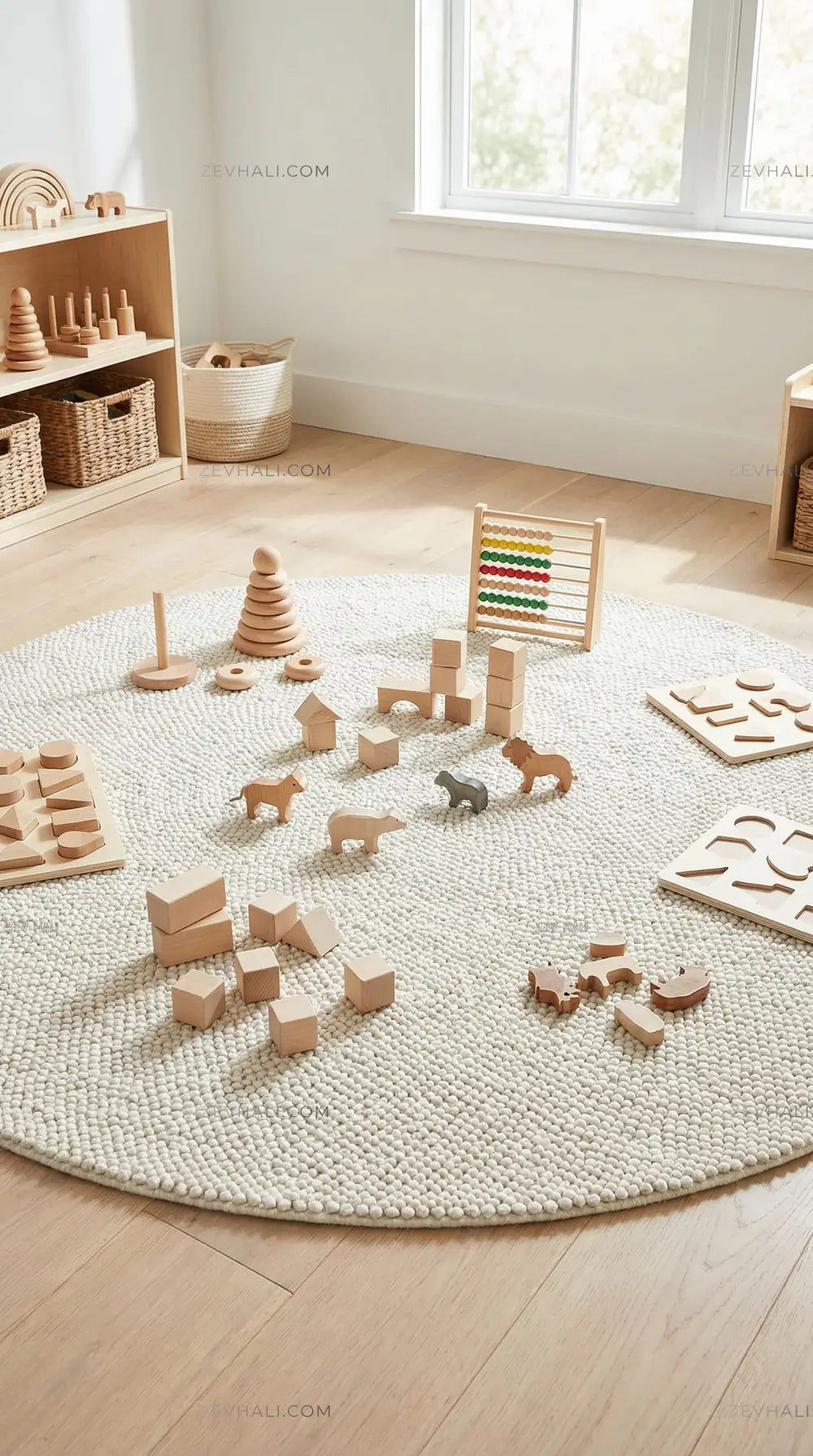 Zev Halı Kuak Ekru Yıkanabilir Kaymaz Peluş Banyo Yolluk Halı KU04 Özel Ölçü | Banyo Halısı | Zev Halı