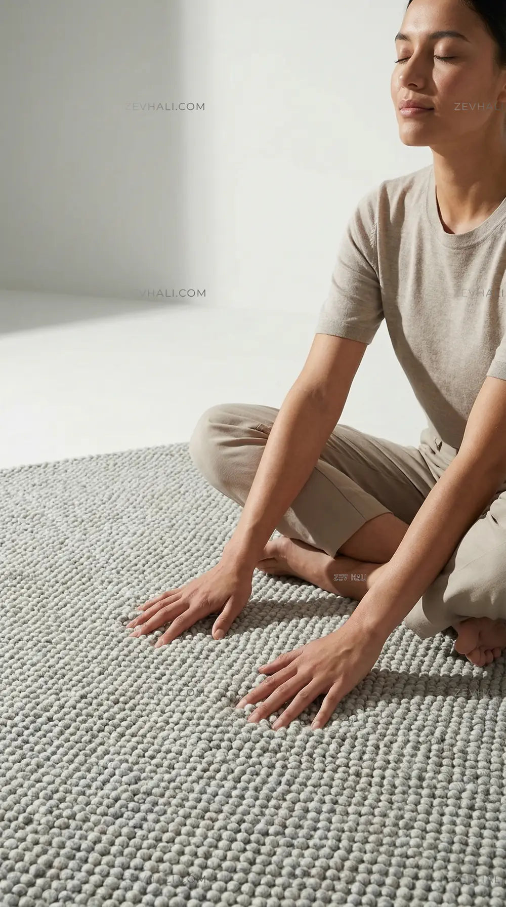 Zev Halı Kuak Gri Yıkanabilir Kaymaz Peluş Banyo Yolluk Halı KU05 Özel Ölçü | Banyo Halısı | Zev Halı