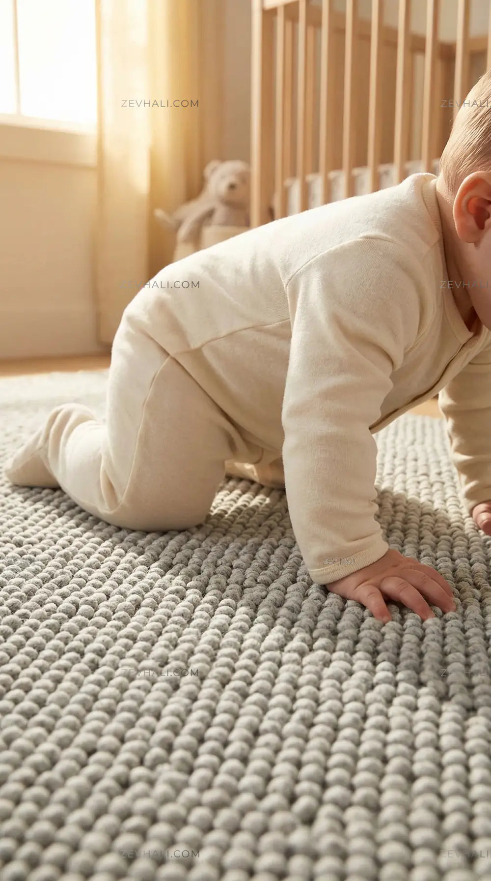 Zev Halı Kuak Gri Yıkanabilir Kaymaz Peluş Banyo Yolluk Halı KU05 Özel Ölçü | Banyo Halısı | Zev Halı