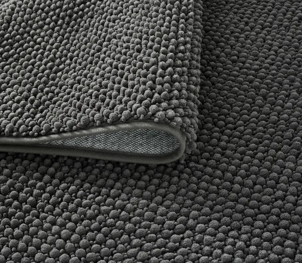 Zev Halı Kuak Antrasit Yıkanabilir Kaymaz Banyo Yolluk Halı KU06 Özel Ölçü | Banyo Halısı | Zev Halı