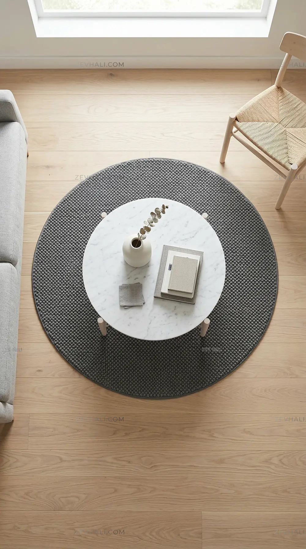 Zev Halı Kuak Antrasit Yıkanabilir Kaymaz Banyo Yolluk Halı KU06 Özel Ölçü | Banyo Halısı | Zev Halı