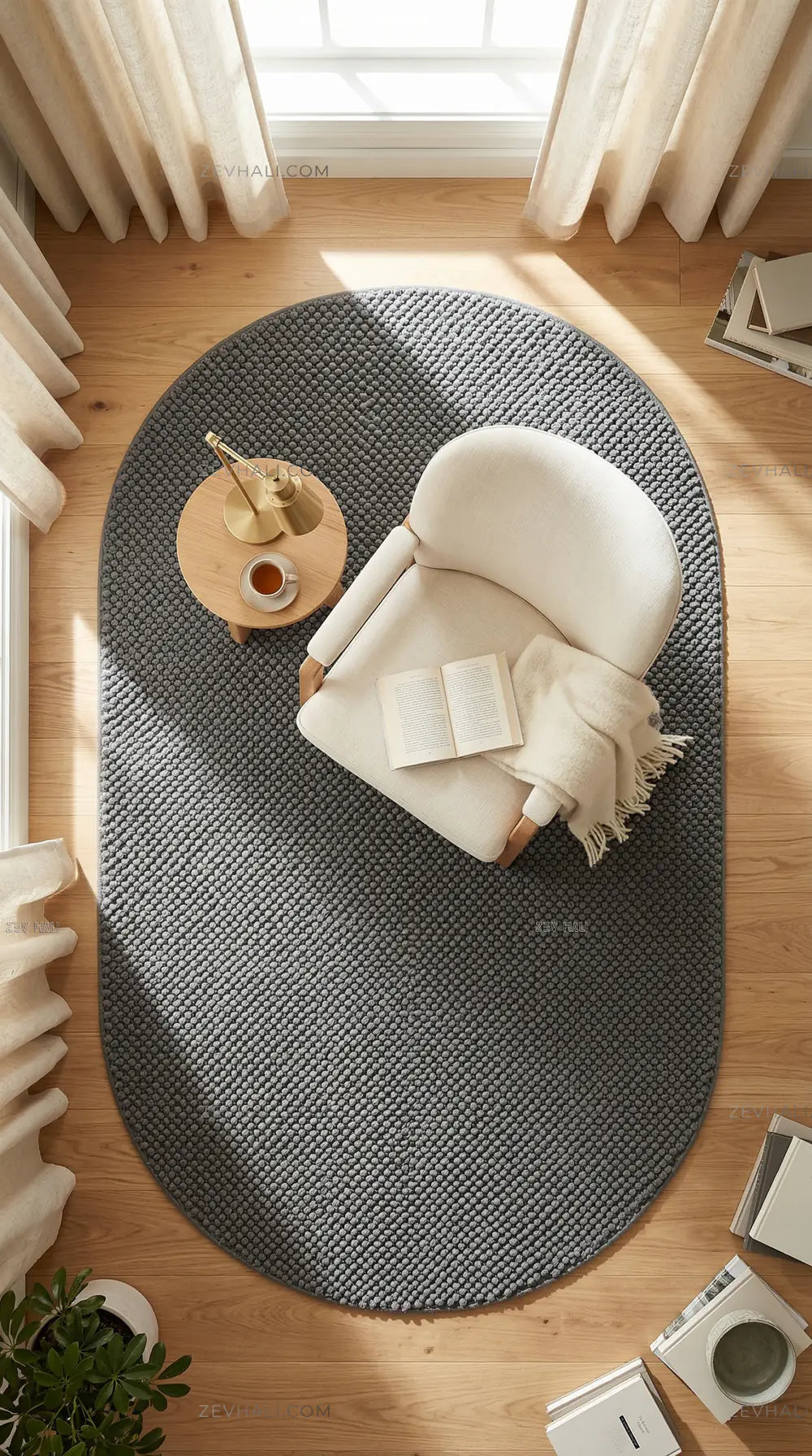 Zev Halı Kuak Antrasit Yıkanabilir Kaymaz Banyo Yolluk Halı KU06 Özel Ölçü | Banyo Halısı | Zev Halı