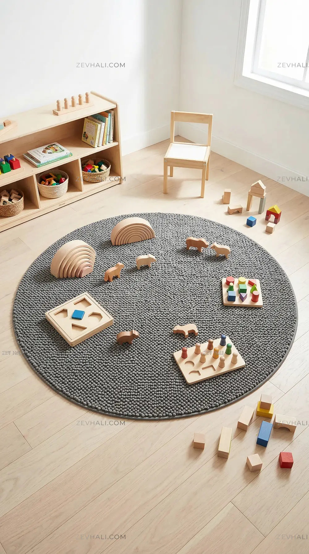 Zev Halı Kuak Antrasit Yıkanabilir Kaymaz Banyo Yolluk Halı KU06 Özel Ölçü | Banyo Halısı | Zev Halı