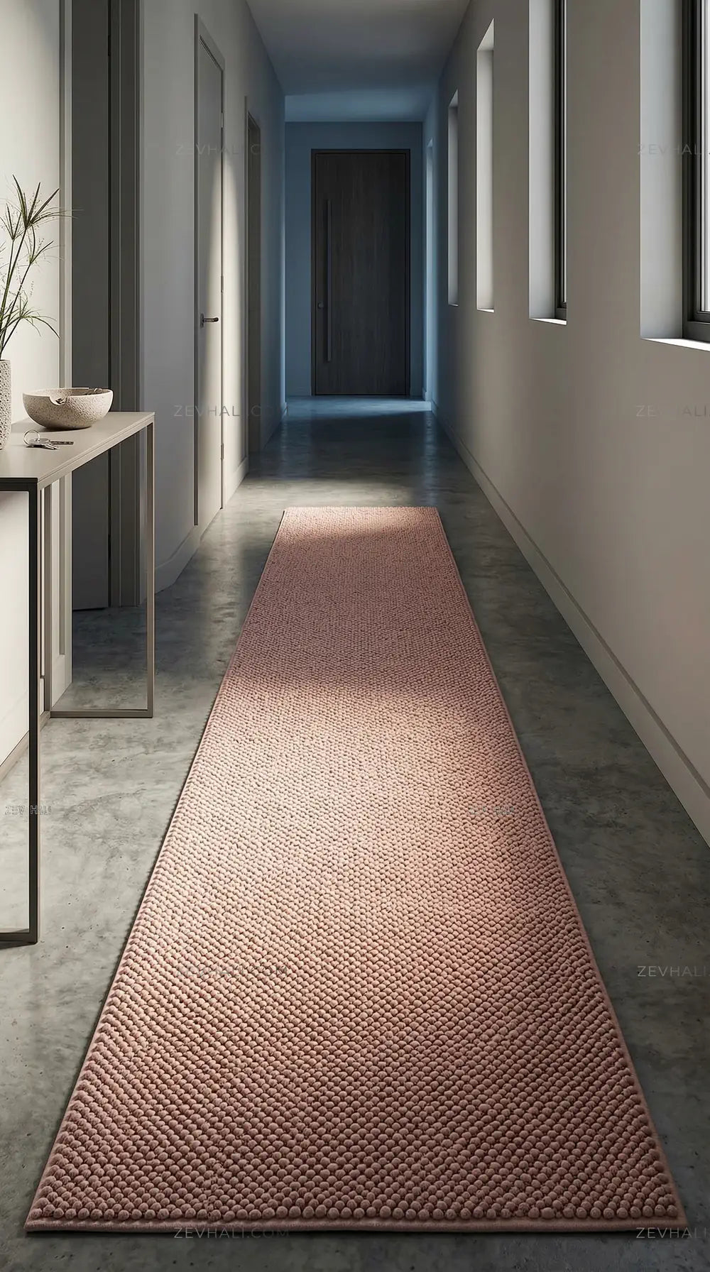 Zev Halı Kuak Pembe Yıkanabilir Kaymaz Banyo Yolluk Halı KU07 Özel Ölçü | Banyo Halısı | Zev Halı