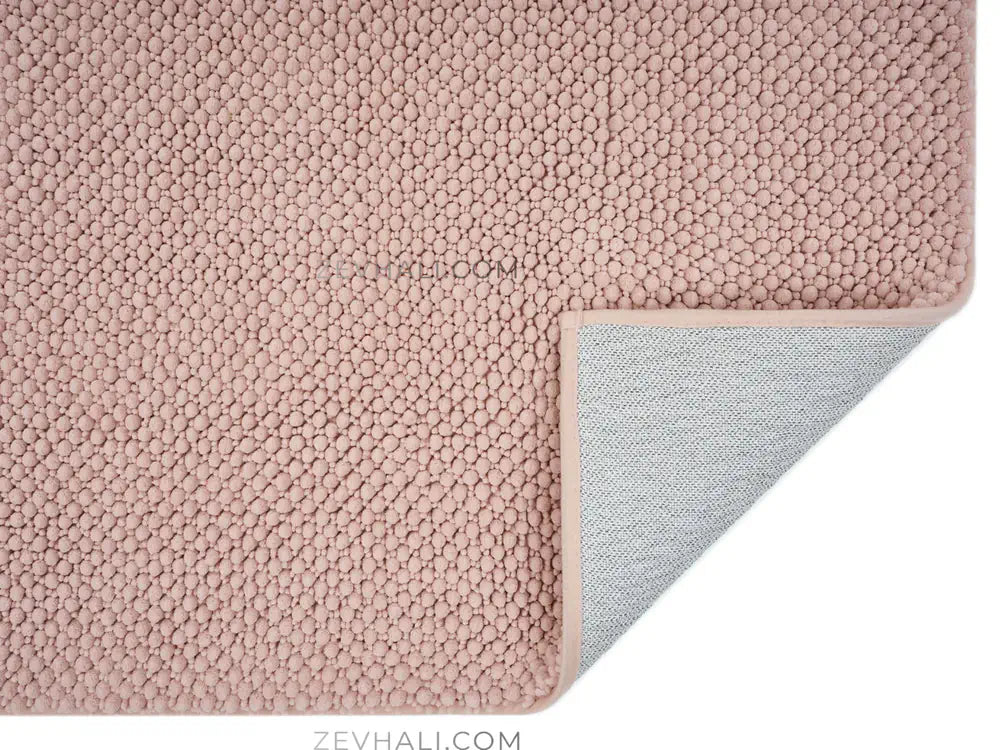 Zev Halı Kuak Pembe Yıkanabilir Kaymaz Banyo Yolluk Halı KU07 Özel Ölçü | Banyo Halısı | Zev Halı
