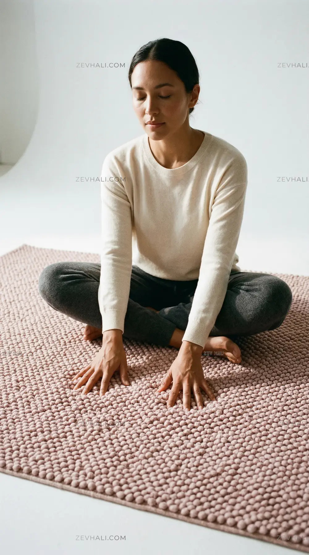 Zev Halı Kuak Pembe Yıkanabilir Kaymaz Banyo Yolluk Halı KU07 Özel Ölçü | Banyo Halısı | Zev Halı