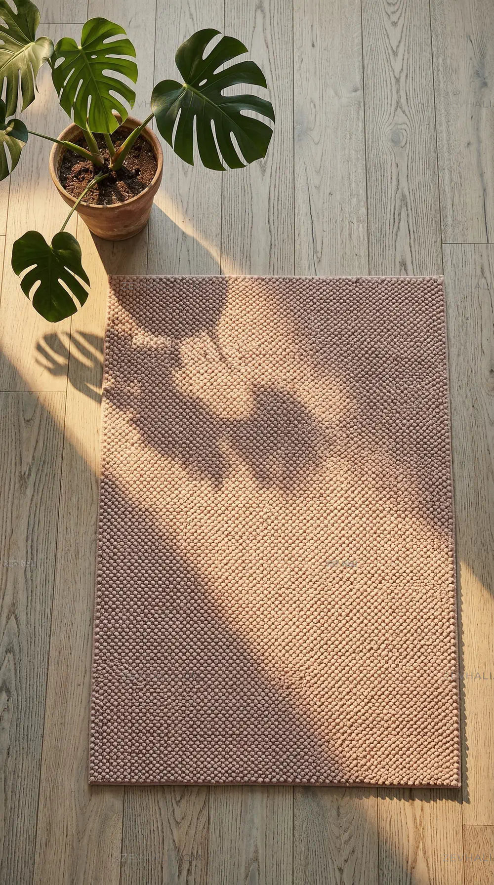 Zev Halı Kuak Pembe Yıkanabilir Kaymaz Banyo Yolluk Halı KU07 Özel Ölçü | Banyo Halısı | Zev Halı