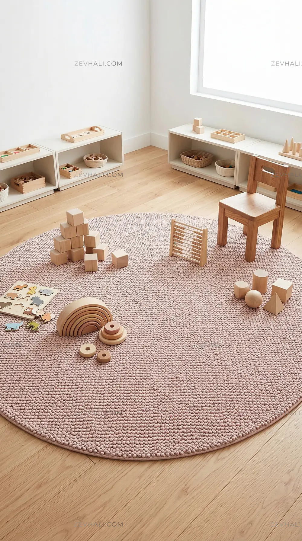 Zev Halı Kuak Pembe Yıkanabilir Kaymaz Banyo Yolluk Halı KU07 Özel Ölçü | Banyo Halısı | Zev Halı