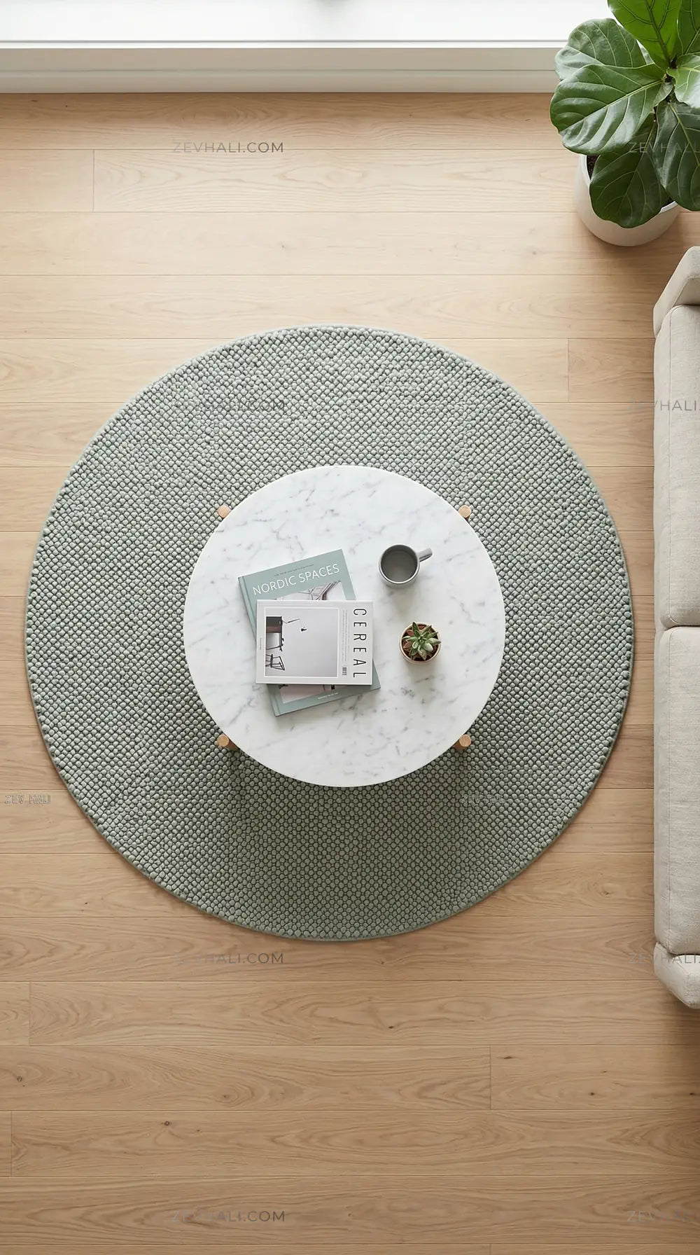 Zev Halı Kuak Mint Yıkanabilir Kaymaz Banyo Yolluk Halı KU08 Özel Ölçü | Banyo Halısı | Zev Halı