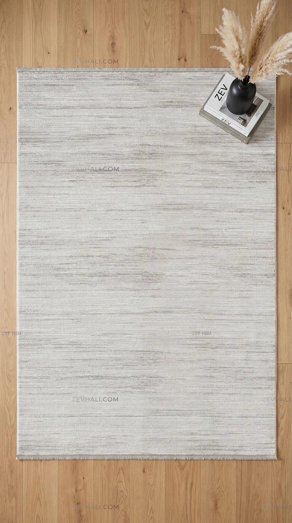 ZEV HALI NATURAL NT08 Açık Gri İnce Çizgili 400 cm Kesim Akrilik Kalın Halı | Akrilik Halı | Zev Halı