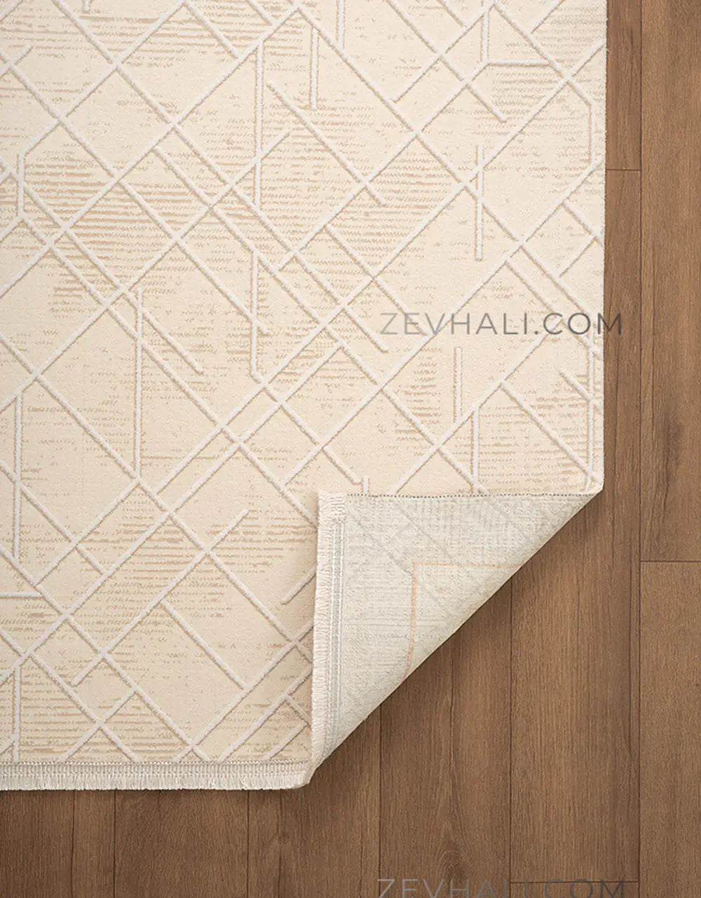 ZEV HALI NATURAL NT16 Krem Modern Geometrik Pamuk Taban Triko Akrilik Halı