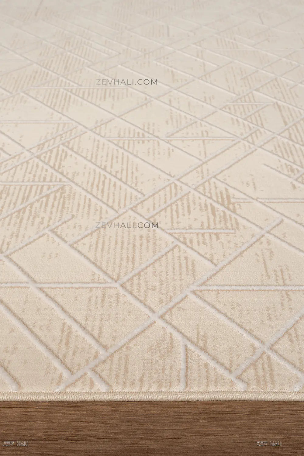 ZEV HALI NATURAL NT16 Krem Modern Geometrik Pamuk Taban Triko Akrilik Halı
