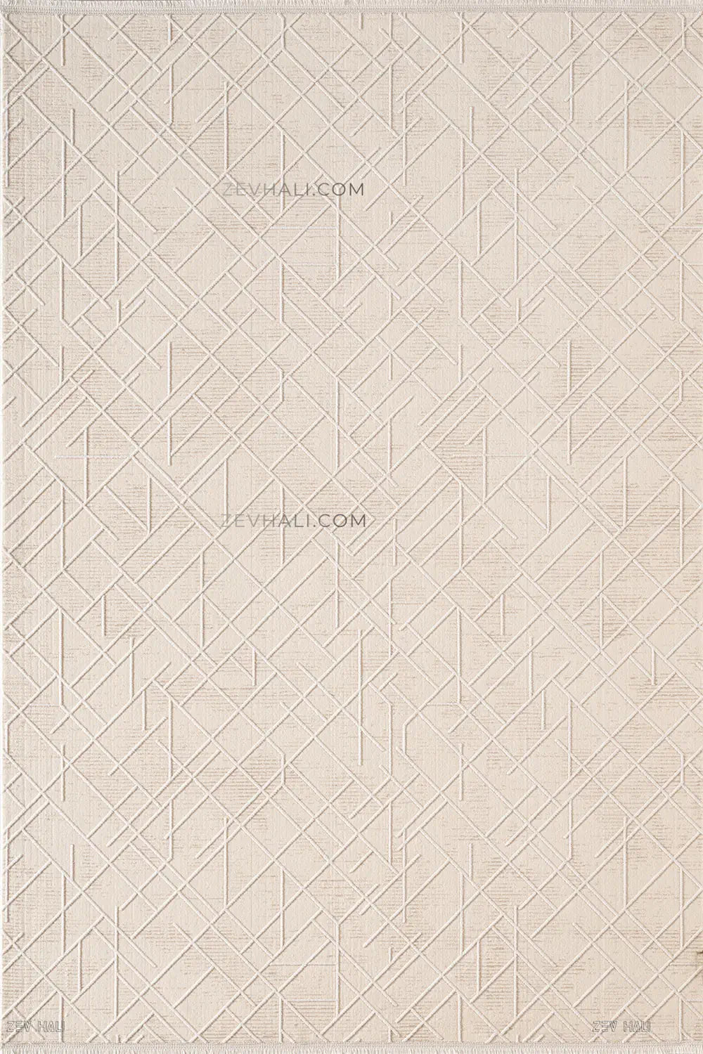 ZEV HALI NATURAL NT16 Krem Modern Geometrik Pamuk Taban Triko Akrilik Halı