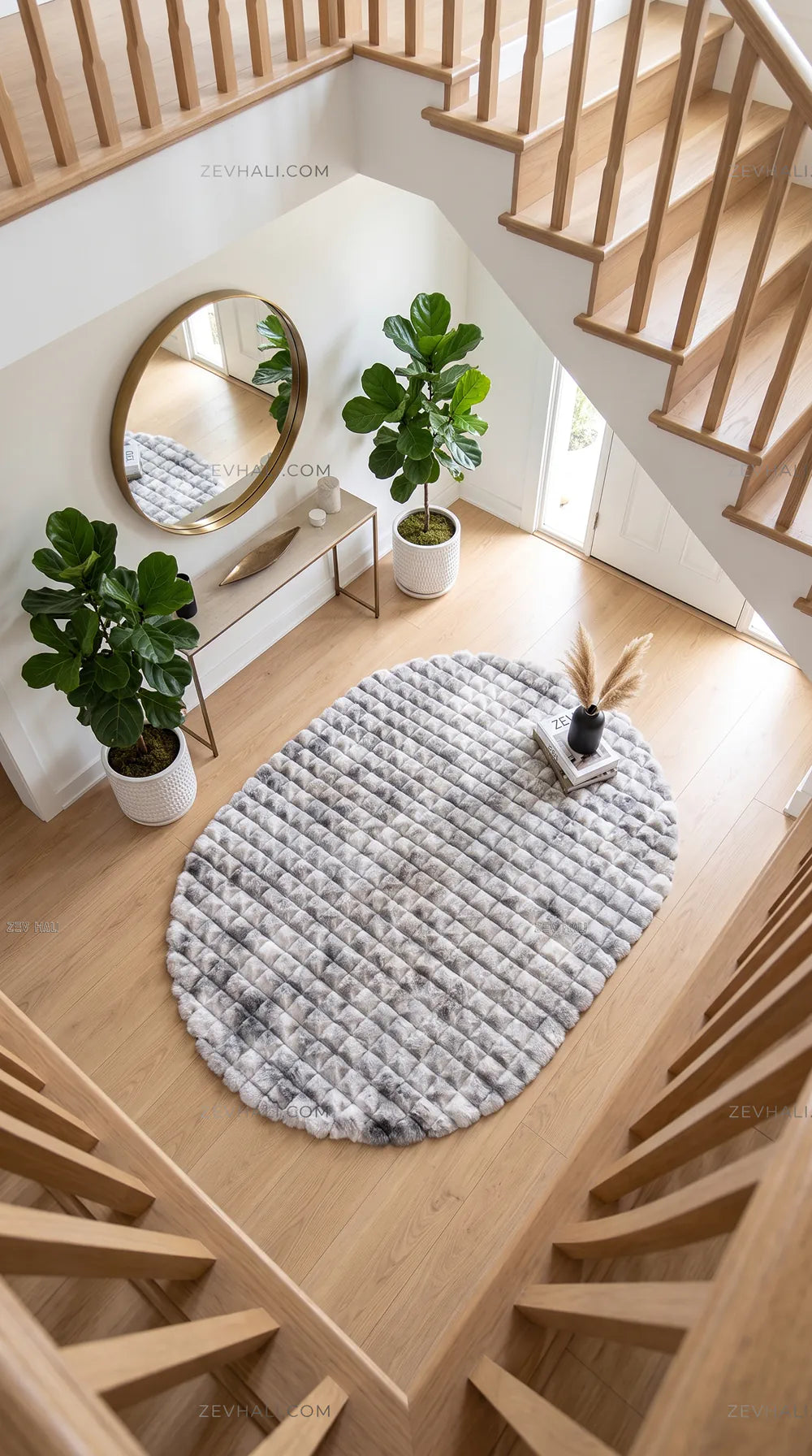 Zev Halı Nerm Batik Gri Oval 3 Boyutlu Dokuma Tüy Dökmeyen Lüks Peluş Halı NR23