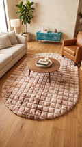 Zev Halı Nerm Batik Vizon Oval 3 Boyutlu Ekstra Yumuşak Dekoratif Peluş Halı NR24