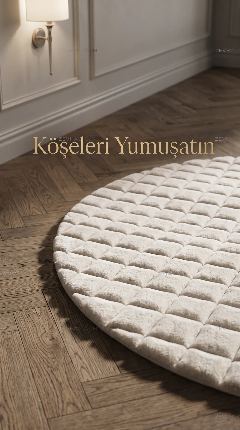 Zev Halı Nerm Krem Oval 3 Boyutlu Makinede Yıkanabilir Kaymaz Tabanlı Lüks Peluş Halı NR17