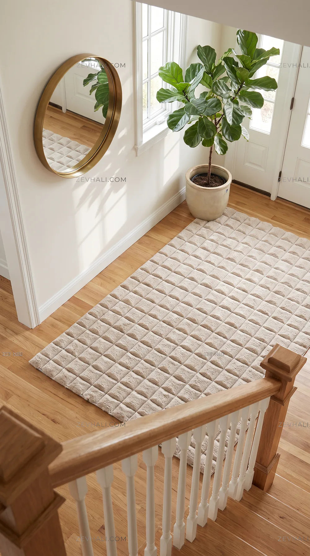 Zev Halı Nerm Bej Kaymaz Keten Taban Yıkanabilir Tüy Dökmeyen Peluş Halı NR02 | Peluş Halı | Zev Halı