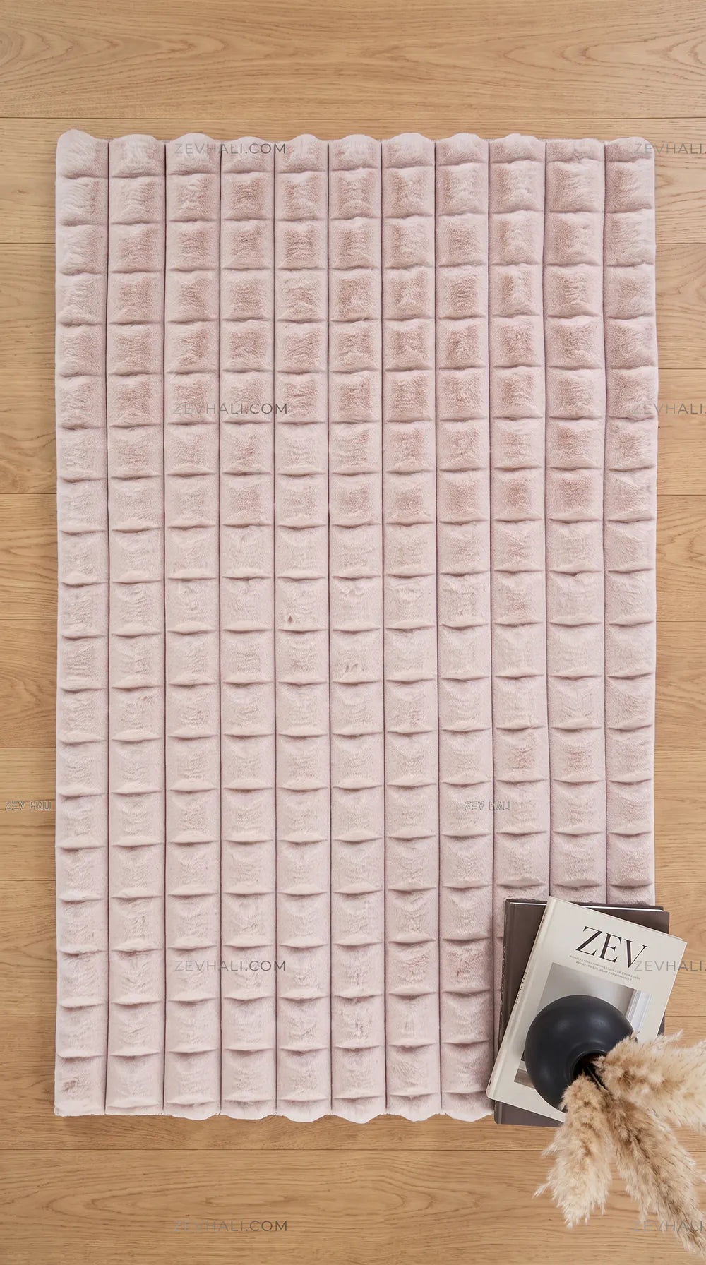 Zev Halı Nerm Pudra Kaymaz Keten Taban Yıkanabilir Tüy Dökmeyen Peluş Halı NR03