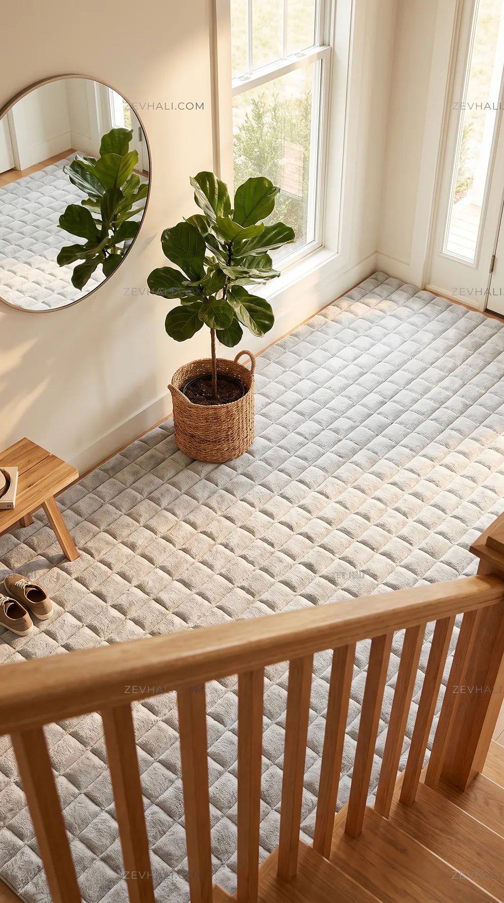 Zev Halı Nerm Gri Kaymaz Keten Taban Yıkanabilir Tüy Dökmeyen Peluş Halı NR04