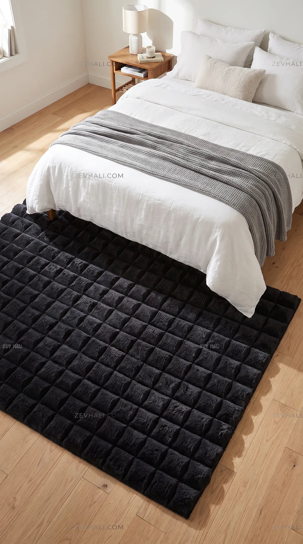 Zev Halı Nerm Antrasit Kaymaz Keten Taban Yıkanabilir Tüy Dökmeyen Peluş Halı NR05