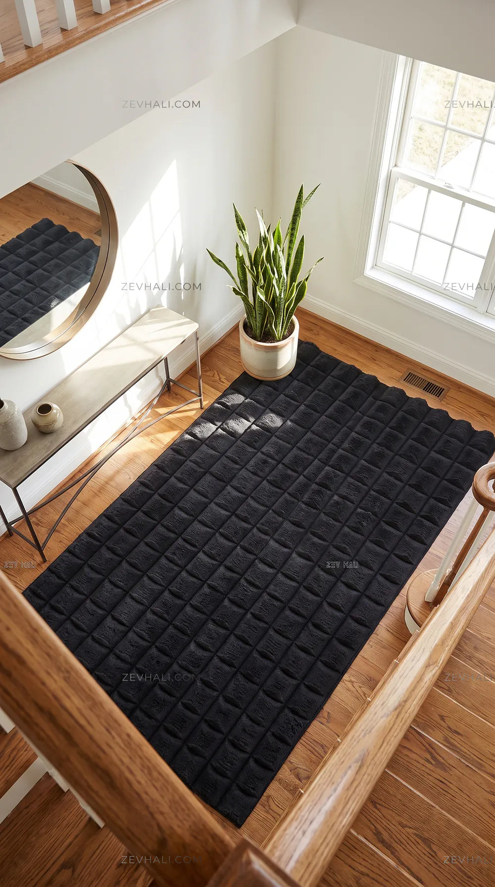 Zev Halı Nerm Antrasit Kaymaz Keten Taban Yıkanabilir Tüy Dökmeyen Peluş Halı NR05