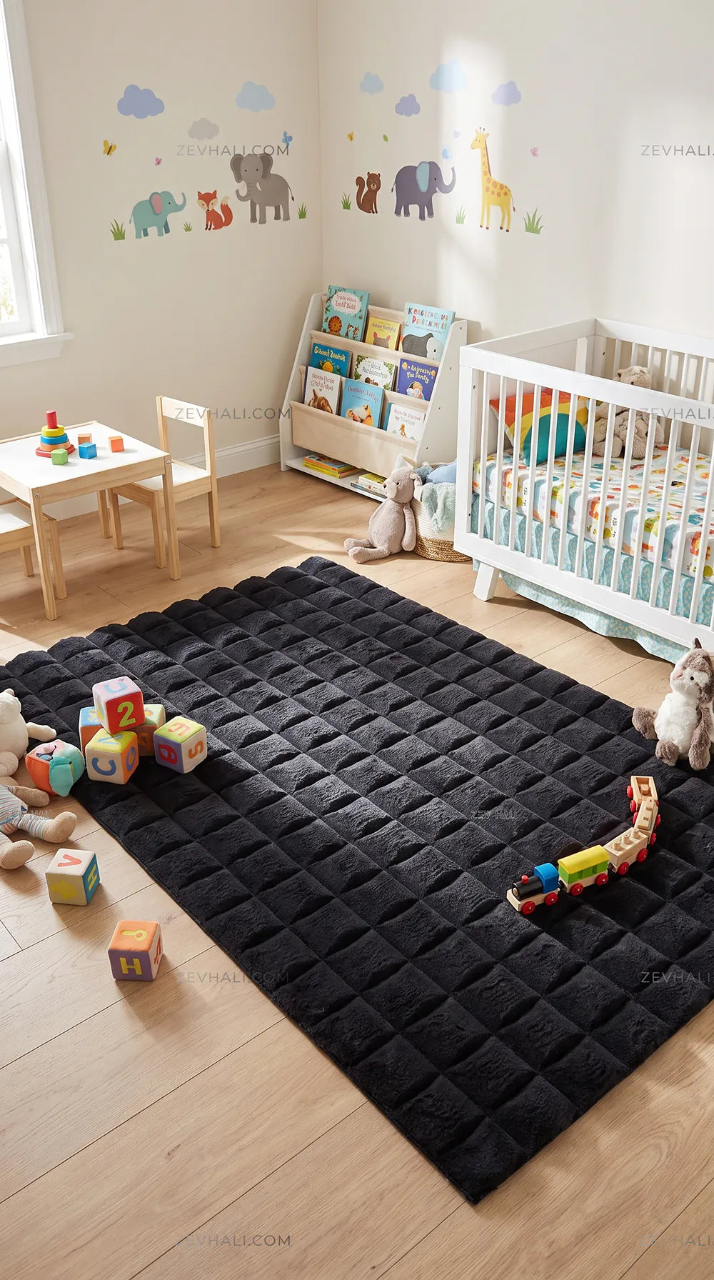 Zev Halı Nerm Antrasit Kaymaz Keten Taban Yıkanabilir Tüy Dökmeyen Peluş Halı NR05