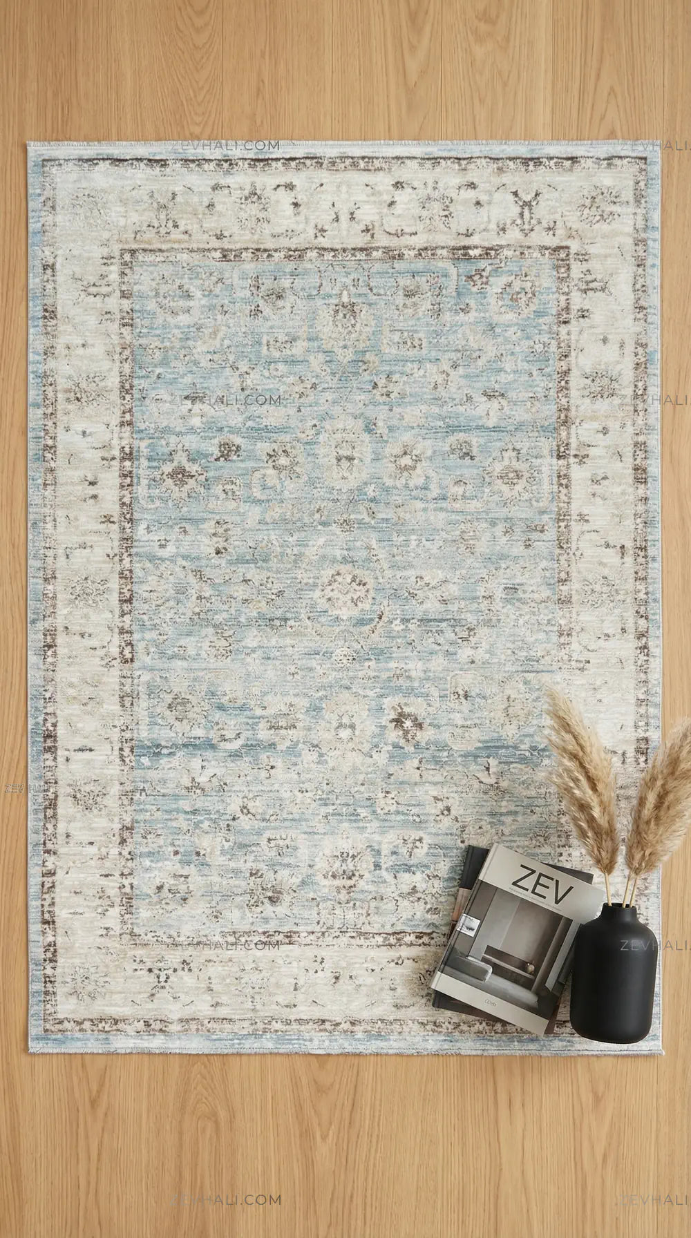 Zev Halı Nostalji Mavi Sorf Vintage Etnik Salon Halısı No:5 | Vintage Halılar | Zev Halı
