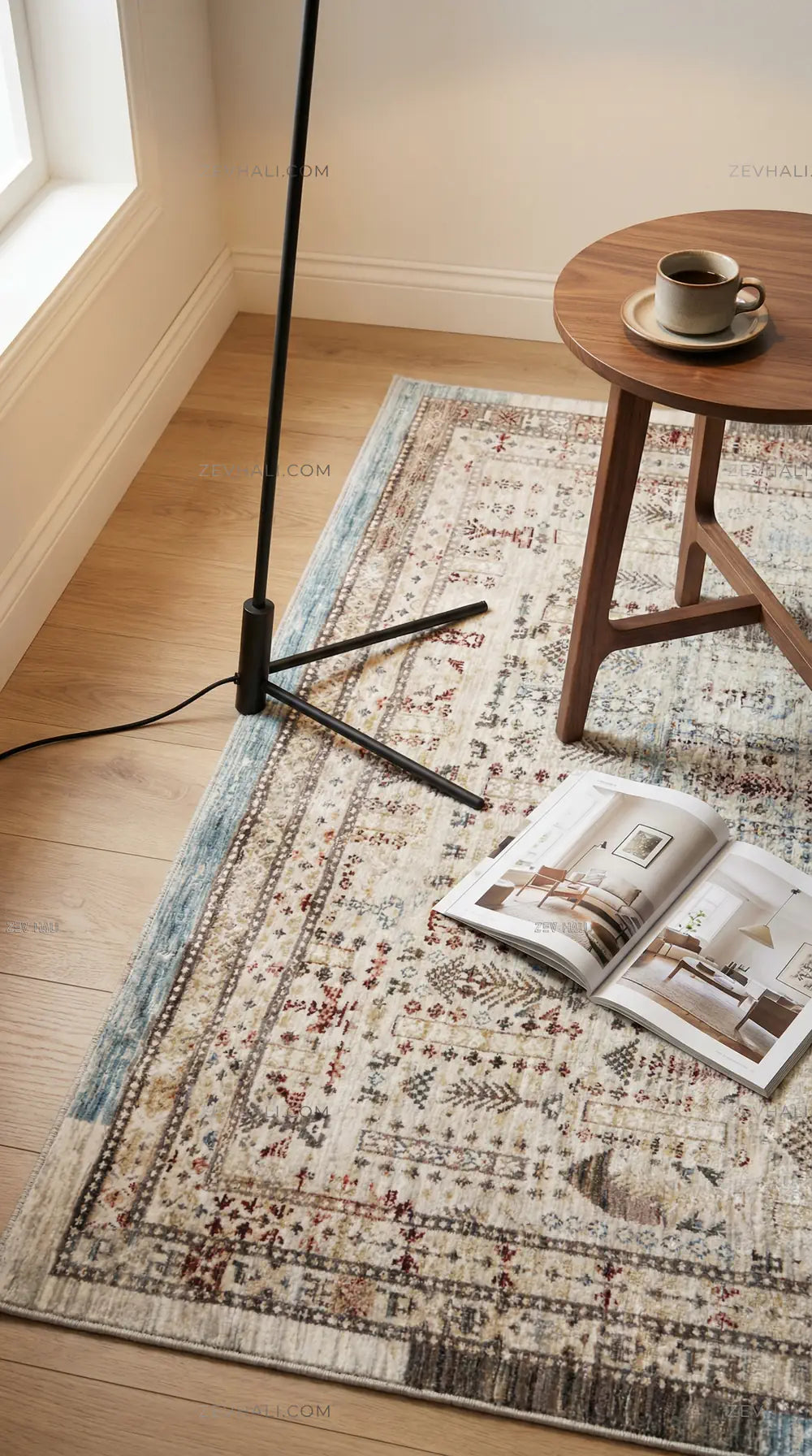 Zev Halı Nostalji Bej Aydınlık Vintage Etnik Salon Halısı No:6 | Vintage Halılar | Zev Halı