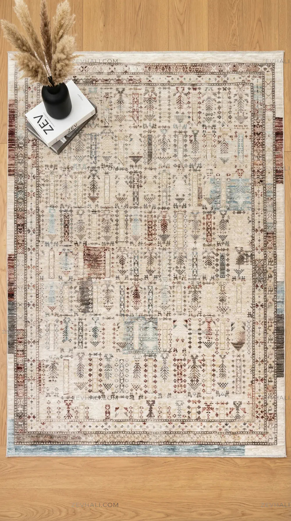 Zev Halı Nostalji Bej Aydınlık Vintage Etnik Salon Halısı No:6 | Vintage Halılar | Zev Halı