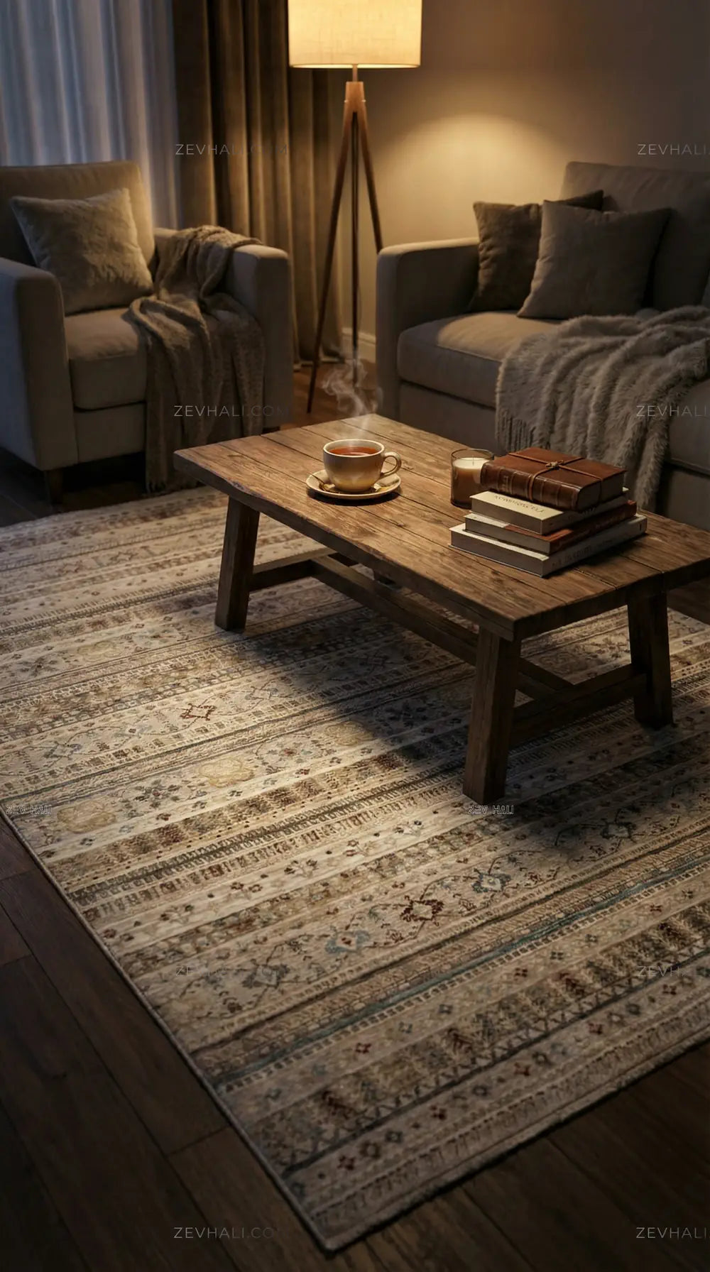 Zev Halı Nostalji Multi Vintage Etnik Dokuma Salon Halısı No:8 | Vintage Halılar | Zev Halı