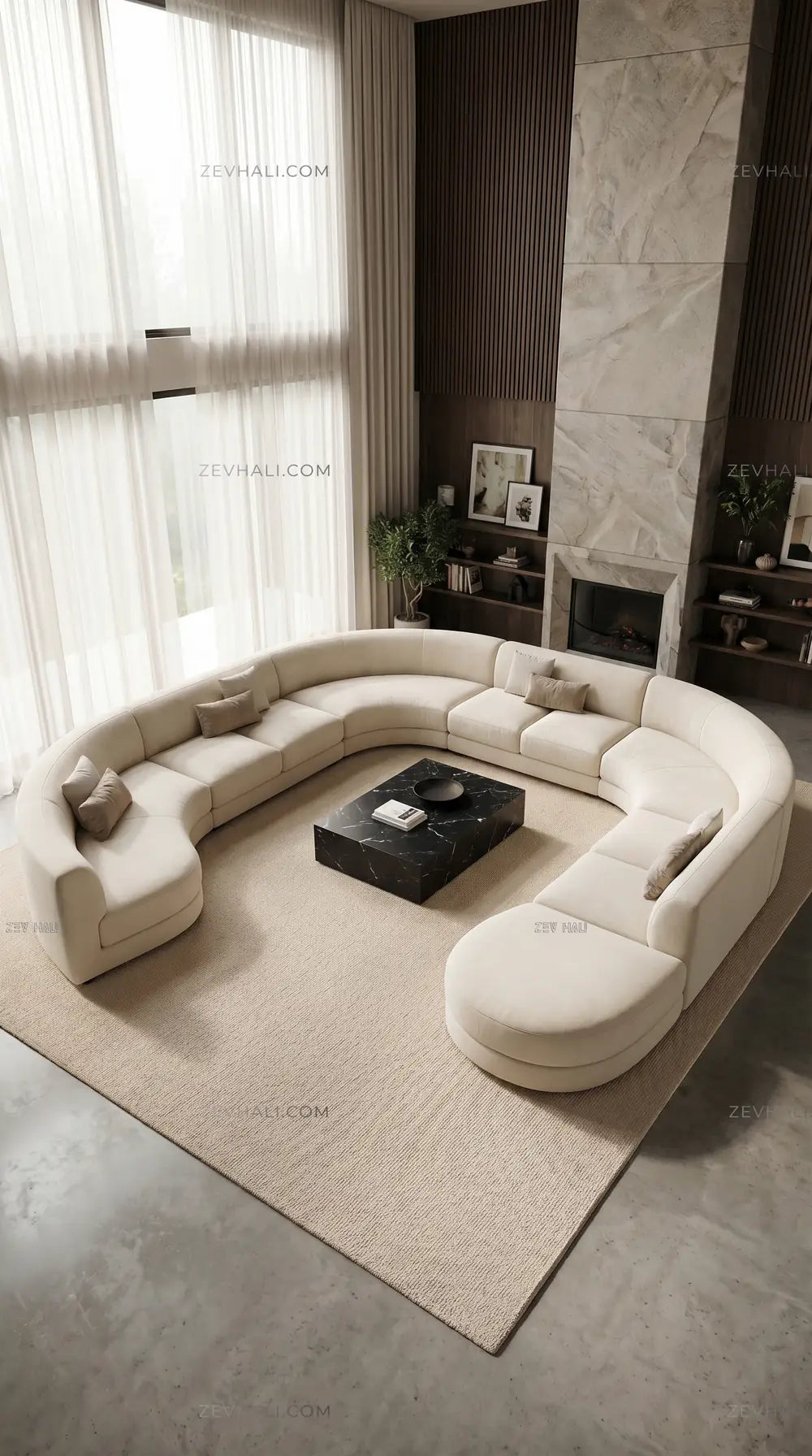 Zev Halı Pilosus Bej Sade Dokuma Taban Shaggy Özel Ölçü Halı | Shaggy Halı | Zev Halı