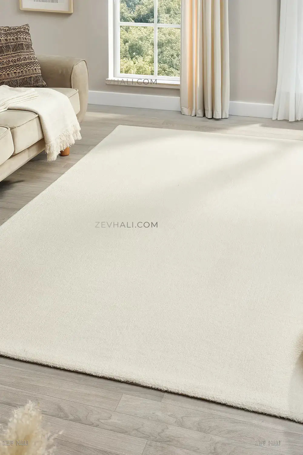 Zev Halı Pilosus Krem Sade Dokuma Taban Duvardan Duvara Shaggy Halı | Shaggy Halı | Zev Halı