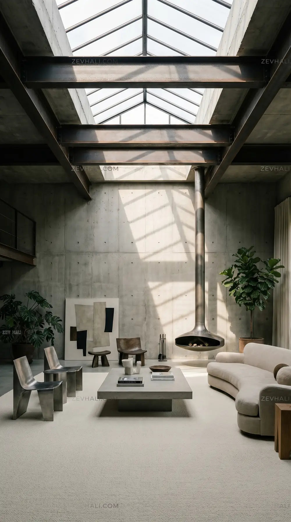 Zev Halı Pilosus Krem Sade Dokuma Taban Duvardan Duvara Shaggy Halı | Shaggy Halı | Zev Halı