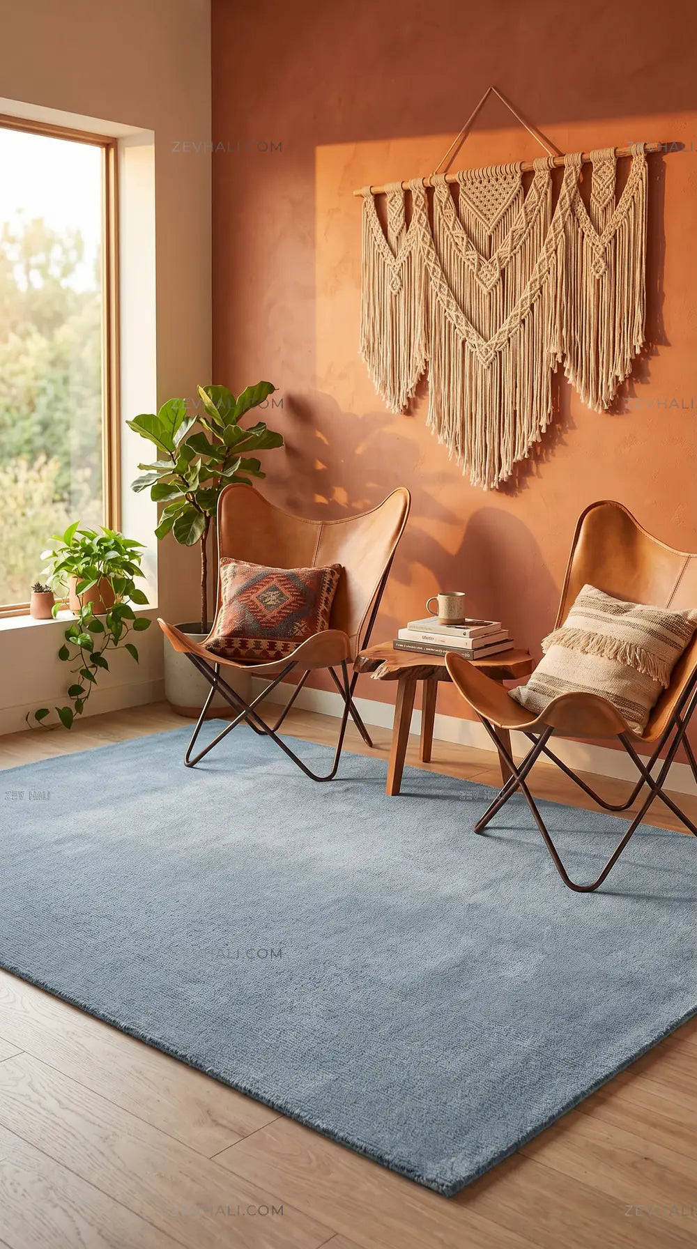 Zev Halı Pilosus Mavi Yumuşak Dokuma Taban Sade Shaggy Halı | Shaggy Halı | Zev Halı