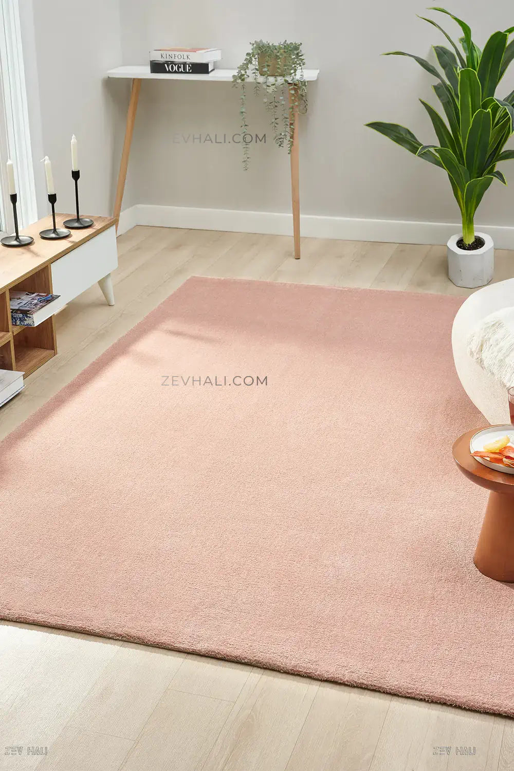 Zev Halı Pilosus Pembe Dokuma Tabanlı Shaggy Özel Kesim Yumuşak Halı | Shaggy Halı | Zev Halı