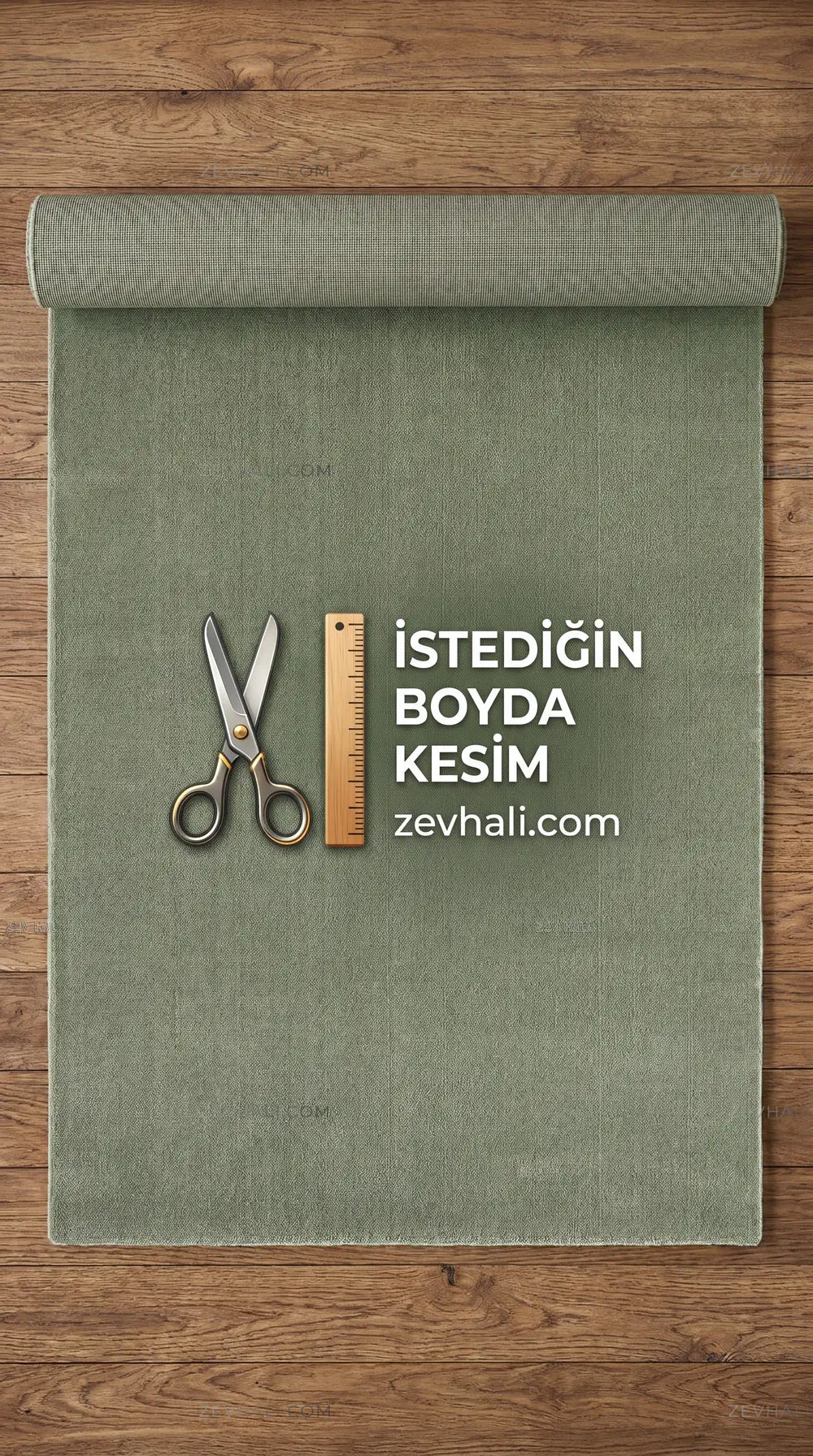 Zev Halı Pilosus Yeşil Doğal Dokuma Taban Özel Ölçü Shaggy Halı | Shaggy Halı | Zev Halı