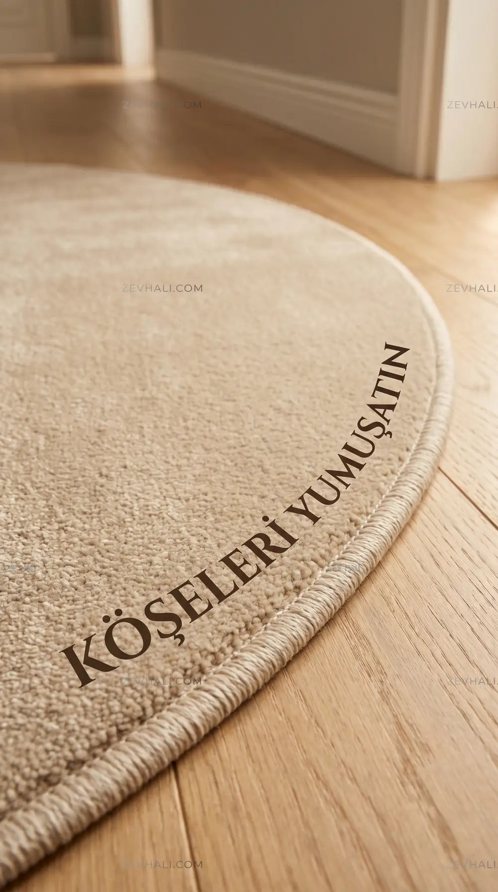 Zev Halı Pilosus Bej Oval Özel Ölçü Dokuma Taban Shaggy Halı | Shaggy Halı | Zev Halı