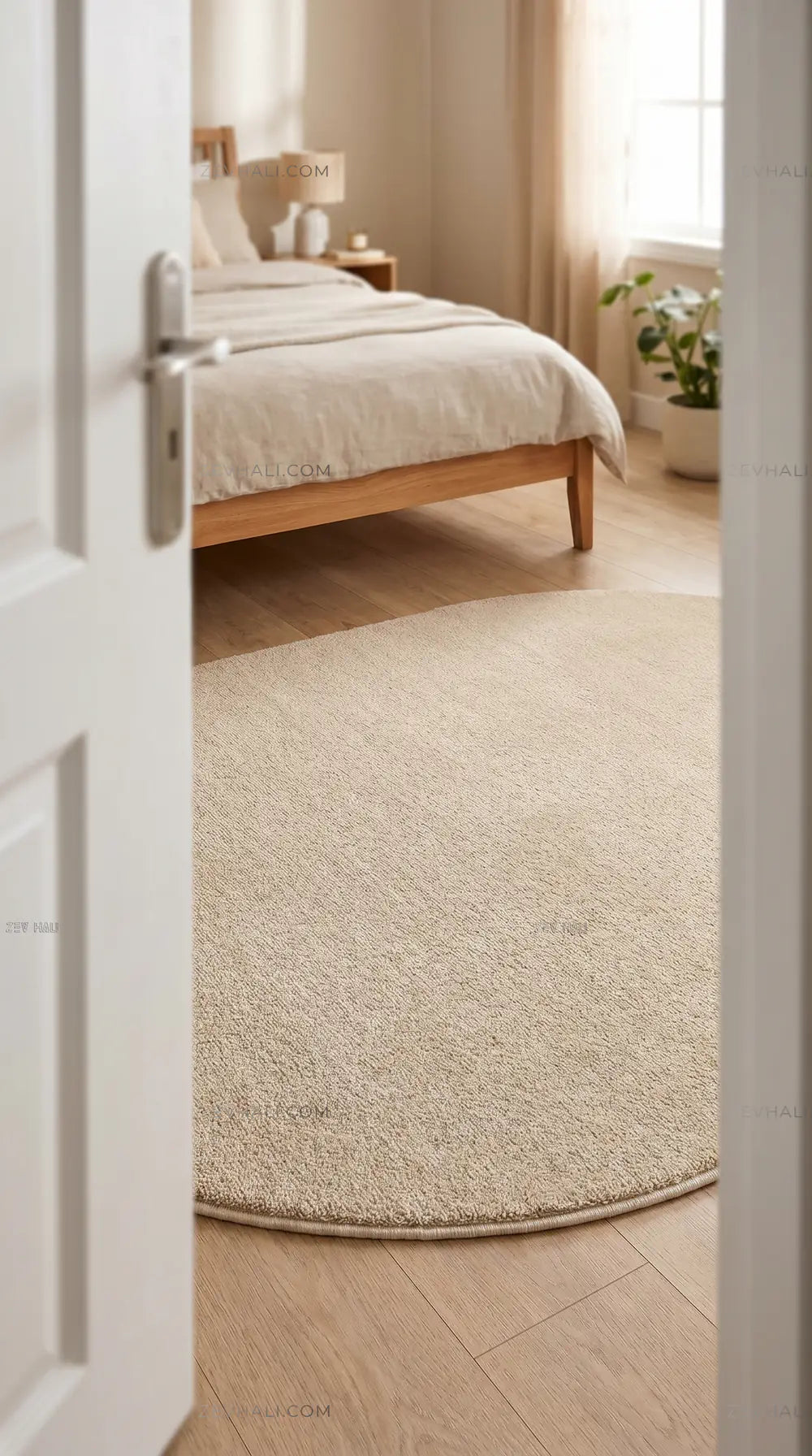 Zev Halı Pilosus Bej Oval Özel Ölçü Dokuma Taban Shaggy Halı | Shaggy Halı | Zev Halı