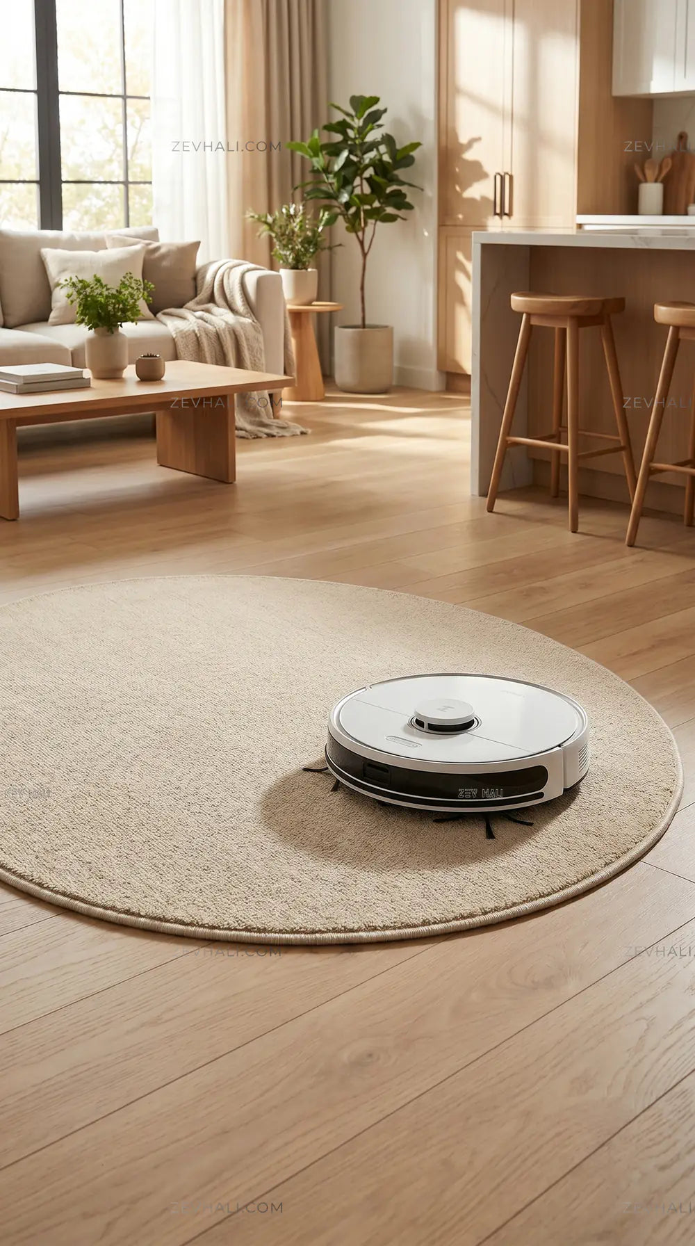 Zev Halı Pilosus Bej Oval Özel Ölçü Dokuma Taban Shaggy Halı | Shaggy Halı | Zev Halı