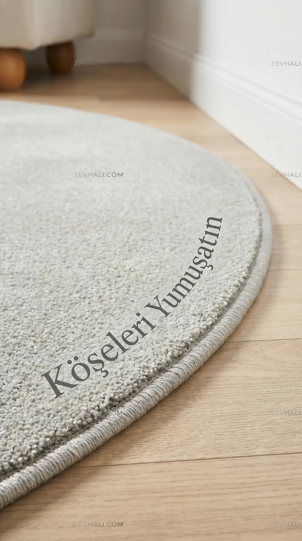 Zev Halı Pilosus Gri Oval Özel Ölçü Yumuşak Shaggy Dokuma Taban Halı | Shaggy Halı | Zev Halı