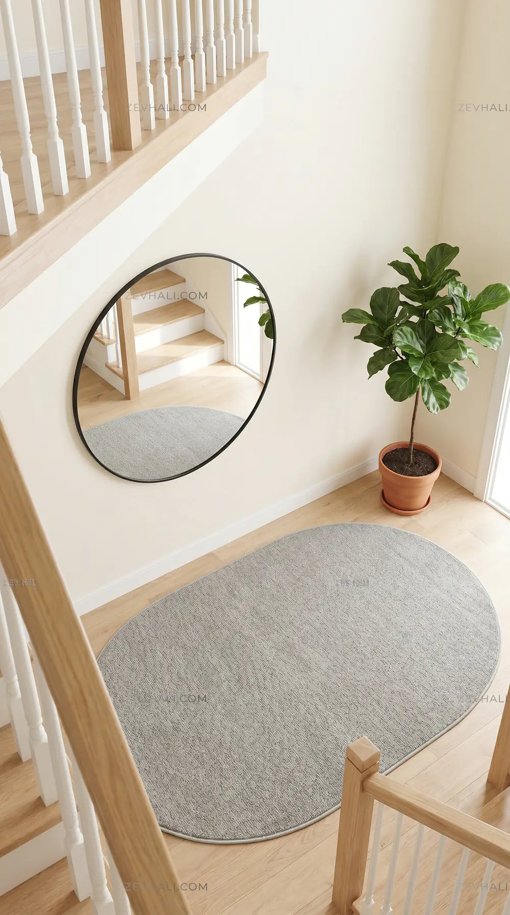 Zev Halı Pilosus Gri Oval Özel Ölçü Yumuşak Shaggy Dokuma Taban Halı | Shaggy Halı | Zev Halı