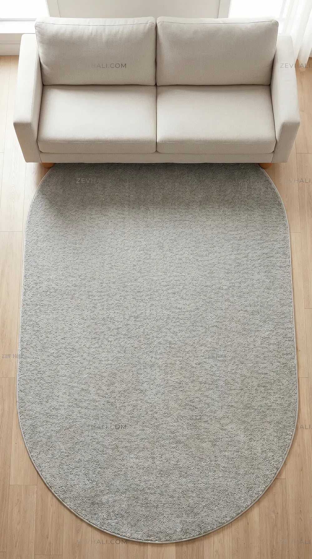 Zev Halı Pilosus Gri Oval Özel Ölçü Yumuşak Shaggy Dokuma Taban Halı | Shaggy Halı | Zev Halı