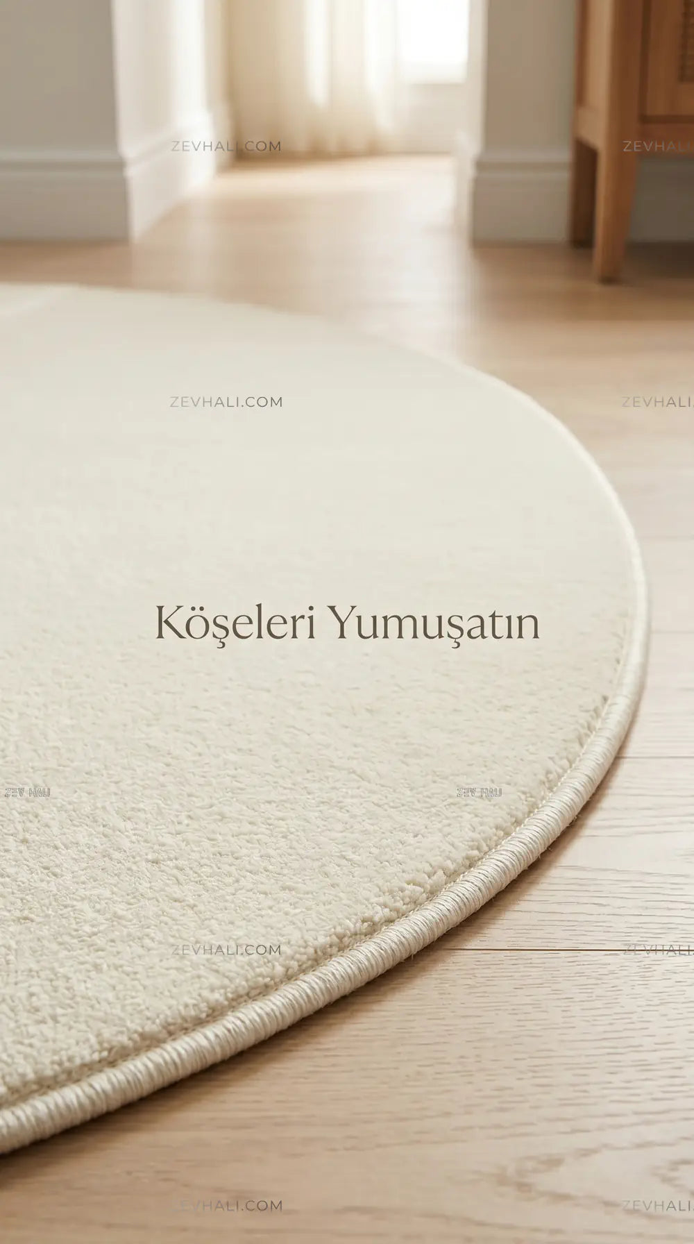 Zev Halı Pilosus Krem Oval Özel Ölçü Dokuma Taban Shaggy Yumuşak Halı | Shaggy Halı | Zev Halı