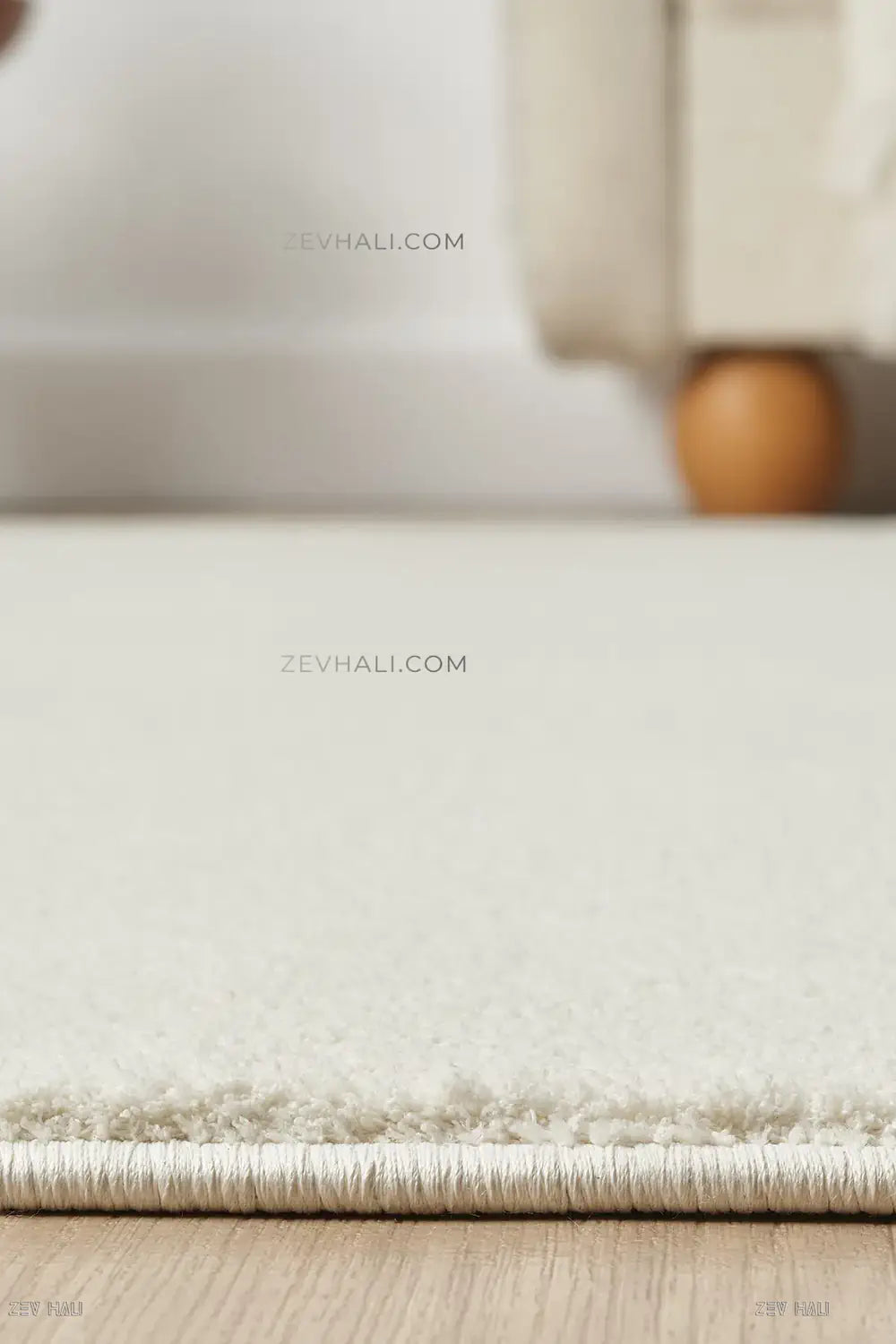 Zev Halı Pilosus Krem Oval Özel Ölçü Dokuma Taban Shaggy Yumuşak Halı | Shaggy Halı | Zev Halı
