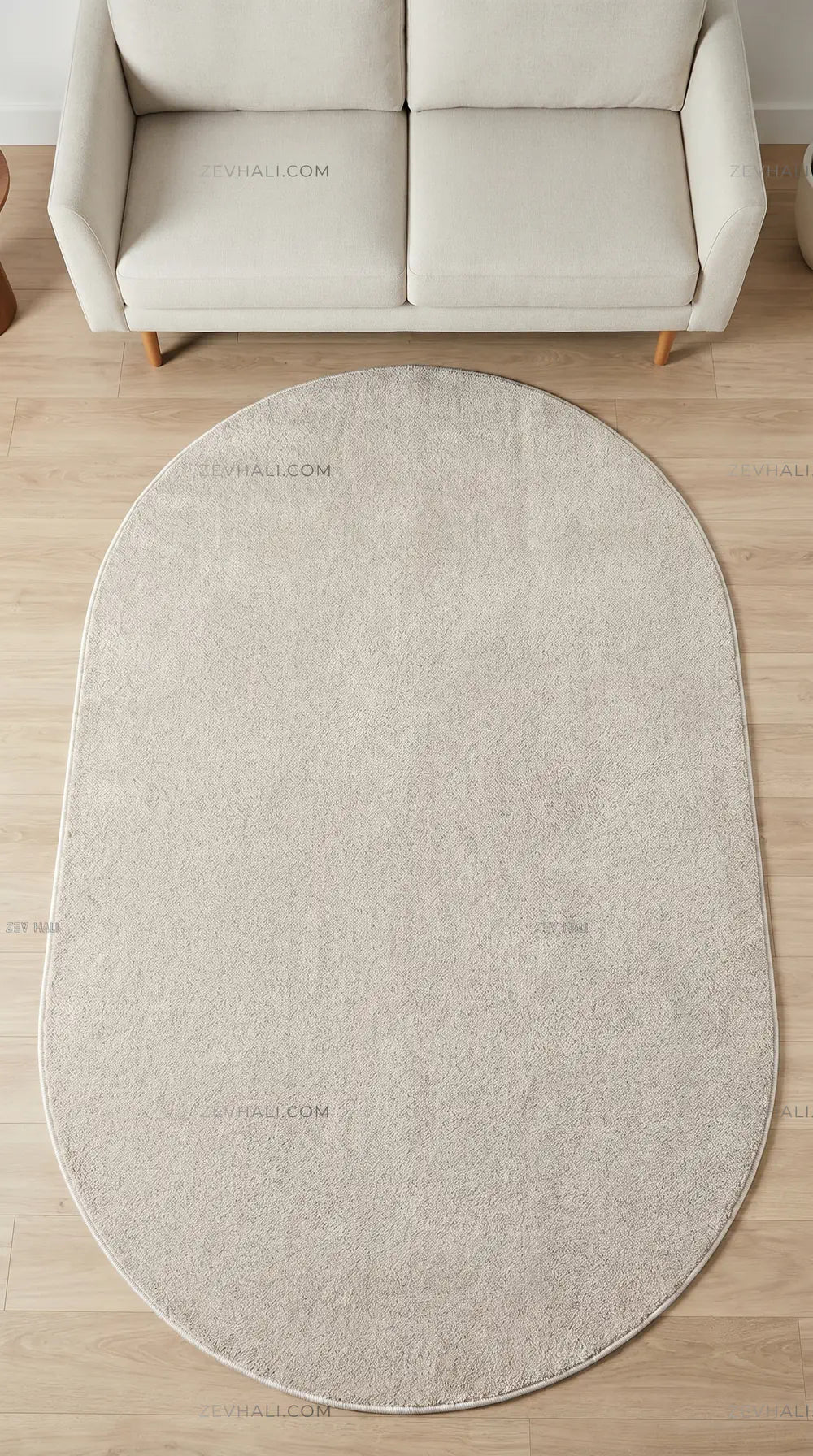 Zev Halı Pilosus Taş Rengi Oval Shaggy Özel Ölçü Dokuma Taban Halı